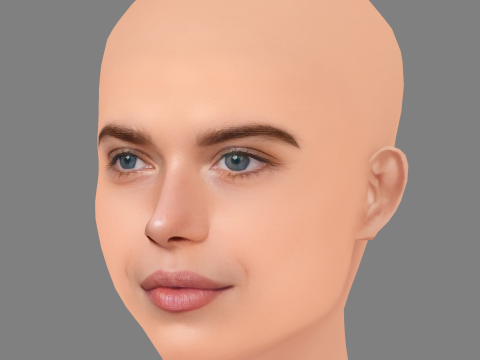 Georgia Fowler Head - 无头发 - 低聚游戏头 3D 模型