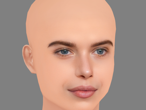 Georgia Fowler Head - 无头发 - 低聚游戏头 3D 模型