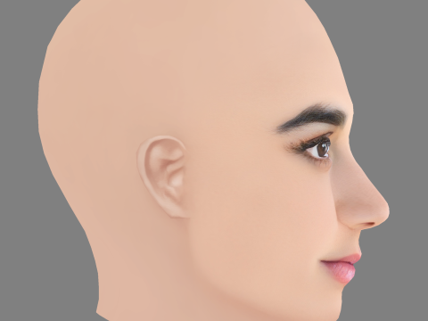 Geraldine Viswanathan Head - No Hair - Low poly head for game 3D Model