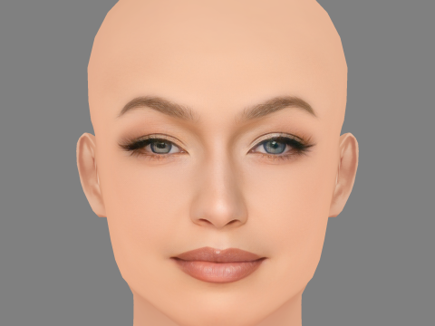 Testa di Gigi Hadid - Senza capelli - Testa in poliestere bassa per il gioco Modello 3D