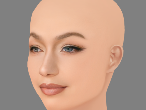Testa di Gigi Hadid - Senza capelli - Testa in poliestere bassa per il gioco Modello 3D