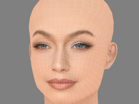 Testa di Gigi Hadid - Senza capelli - Testa in poliestere bassa per il gioco Modello 3D