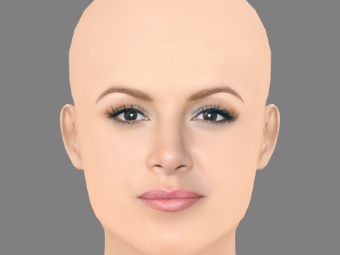 Gina Carano Head - Tanpa Rambut - Kepala poli rendah untuk permainan Model 3D