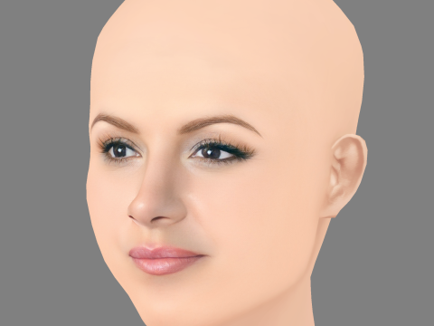 Gina Carano Head - Tanpa Rambut - Kepala poli rendah untuk permainan Model 3D