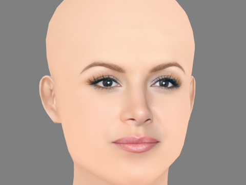 Gina Carano Head - Tanpa Rambut - Kepala poli rendah untuk permainan Model 3D