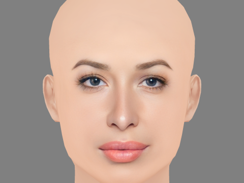 Giselle Itie ヘッド - 髪なし - ゲーム用の低ポリヘッド 3Dモデル
