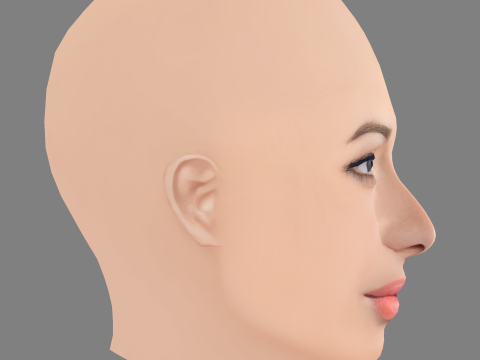 Giselle Itie ヘッド - 髪なし - ゲーム用の低ポリヘッド 3Dモデル