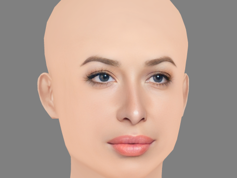 Giselle Itie ヘッド - 髪なし - ゲーム用の低ポリヘッド 3Dモデル
