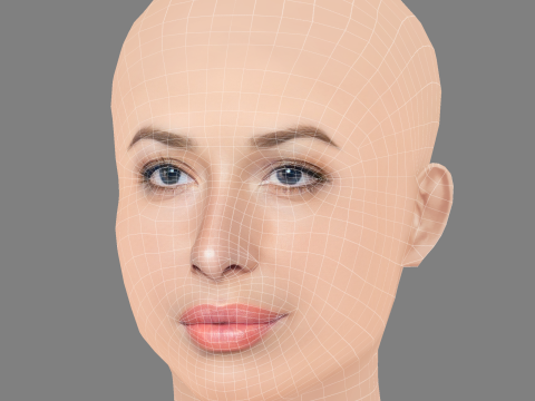 Giselle Itie ヘッド - 髪なし - ゲーム用の低ポリヘッド 3Dモデル