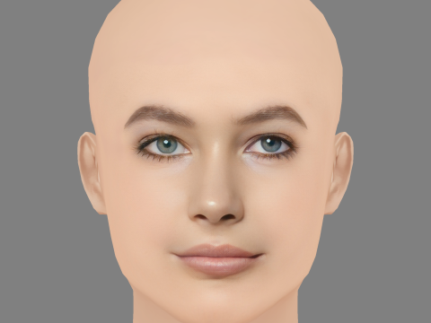 Grace Burns Head - No Hair - Low poly head for game 3D Model