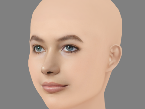 Grace Burns Head - No Hair - Low poly head for game 3D Model