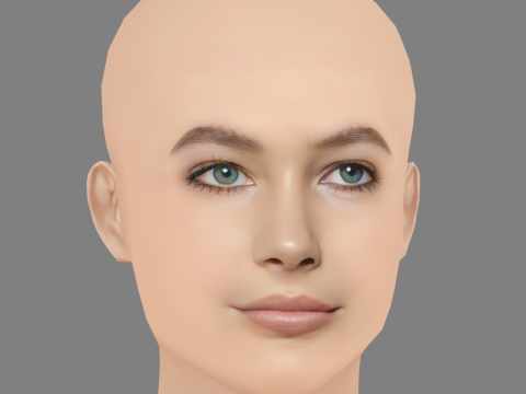 Grace Burns Head - No Hair - Low poly head for game 3D Model