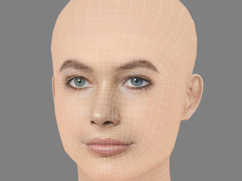 Grace Burns Head - No Hair - Low poly head for game 3D Model