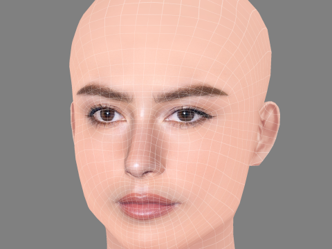 Gracie Abrams Head - Tanpa Rambut - Kepala poli rendah untuk permainan Model 3D