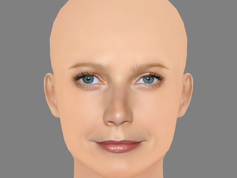 Gwyneth Paltrow Head - No Hair - Low poly head for game 3D Model