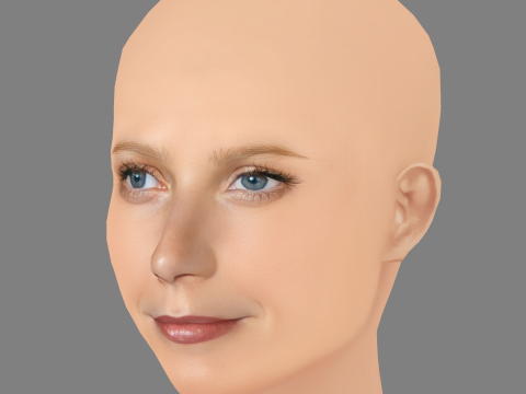 Gwyneth Paltrow Head - No Hair - Low poly head for game 3D Model