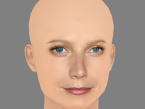Gwyneth Paltrow Head - No Hair - Low poly head for game 3D Model