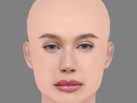 Cabeza de Hailey Bieber - Sin pelo - Cabeza de baja poli para juego Modelo 3D