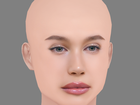 Cabeza de Hailey Bieber - Sin pelo - Cabeza de baja poli para juego Modelo 3D