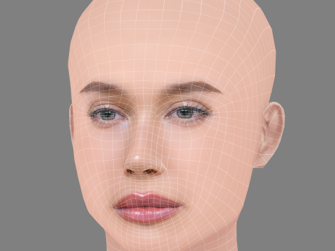 Cabeza de Hailey Bieber - Sin pelo - Cabeza de baja poli para juego Modelo 3D