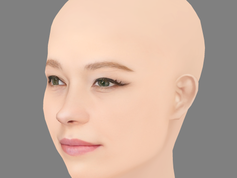 Haley Bennett Head - No Hair - Low poly head for game 3D Model