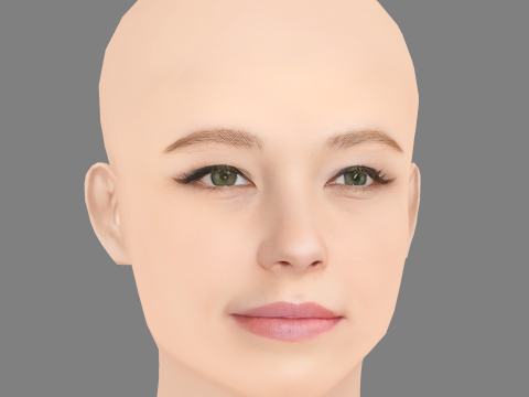 Haley Bennett Head - No Hair - Low poly head for game 3D Model