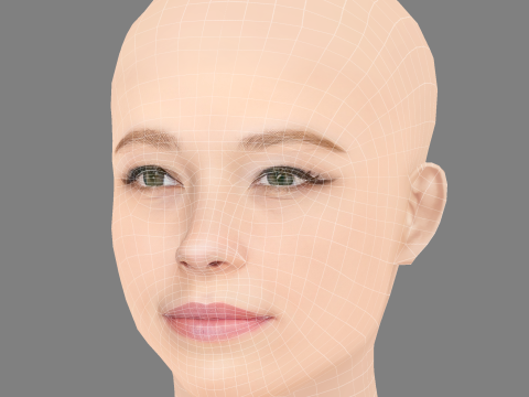 Haley Bennett Head - No Hair - Low poly head for game 3D Model