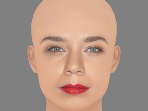 Hannah John Kamen Head - Sem cabelo - Cabeça baixa poli para jogo Modelo 3D