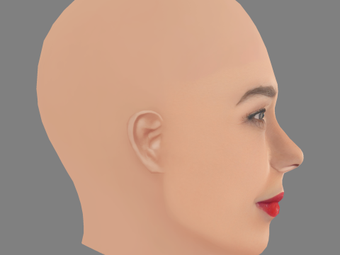 Hannah John Kamen Head - Sem cabelo - Cabeça baixa poli para jogo Modelo 3D