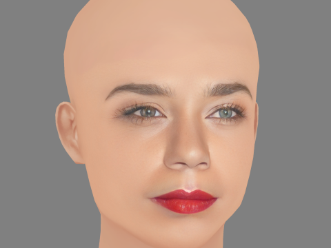 Hannah John Kamen Head - Sem cabelo - Cabeça baixa poli para jogo Modelo 3D