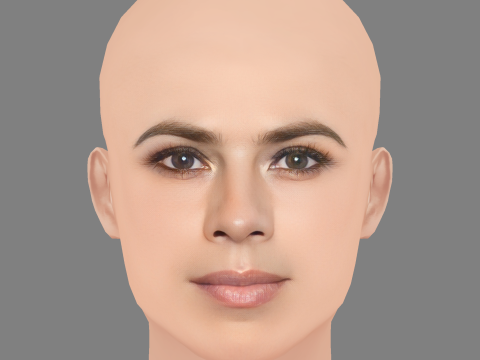 海莉·阿特维尔头 - 无头发 - 低聚游戏头 3D 模型