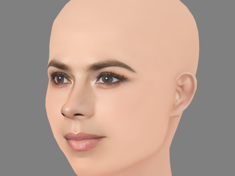 海莉·阿特维尔头 - 无头发 - 低聚游戏头 3D 模型