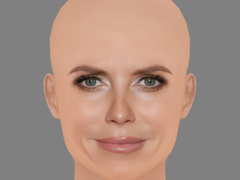 Heidi Klum Hoofd - Geen haar - Laag poly hoofd voor wild 3D Model