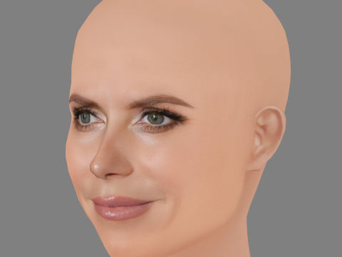 Heidi Klum Hoofd - Geen haar - Laag poly hoofd voor wild 3D Model