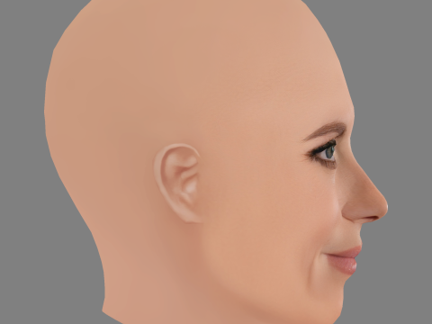 Heidi Klum Hoofd - Geen haar - Laag poly hoofd voor wild 3D Model