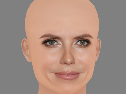 Heidi Klum Hoofd - Geen haar - Laag poly hoofd voor wild 3D Model