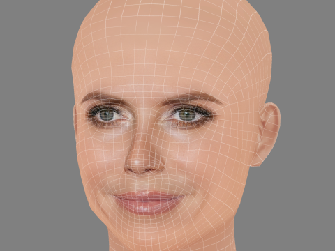 Heidi Klum Hoofd - Geen haar - Laag poly hoofd voor wild 3D Model