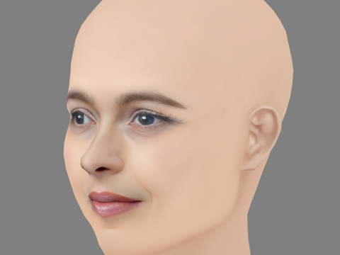 Helena Bonham Carter Head - No Hair - Tête low poly pour le jeu Modèle 3D