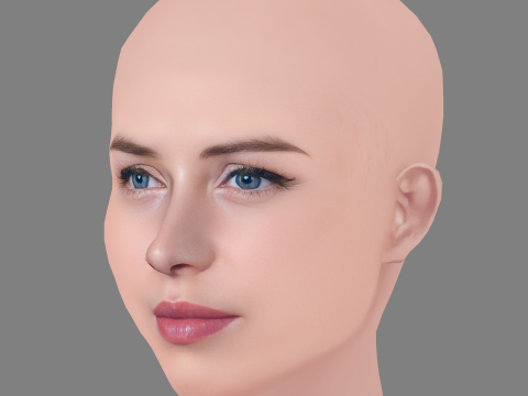 Hermione Corfield Head - Tanpa Rambut - Kepala poli rendah untuk permainan Model 3D
