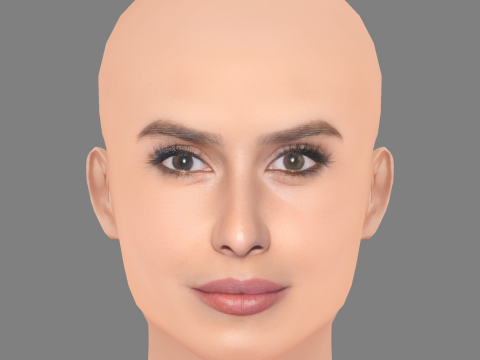 ヒラリア ボールドウィン ヘッド - 髪なし - ゲーム用の低ポリ頭 3Dモデル