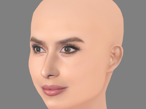 ヒラリア ボールドウィン ヘッド - 髪なし - ゲーム用の低ポリ頭 3Dモデル
