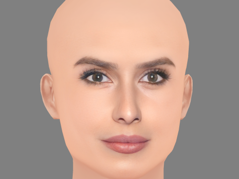 ヒラリア ボールドウィン ヘッド - 髪なし - ゲーム用の低ポリ頭 3Dモデル
