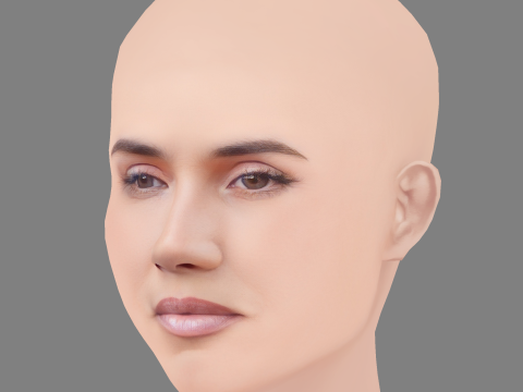 India Martinez Head - Tanpa Rambut - Kepala poli rendah untuk permainan Model 3D