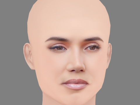 India Martinez Head - Tanpa Rambut - Kepala poli rendah untuk permainan Model 3D