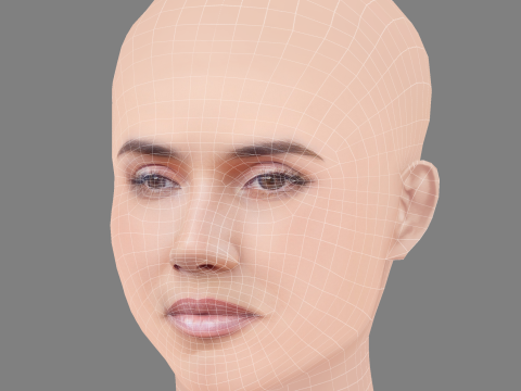 India Martinez Head - Tanpa Rambut - Kepala poli rendah untuk permainan Model 3D