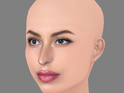 Ines de Ramon Head - 无头发 - 低聚游戏头 3D 模型