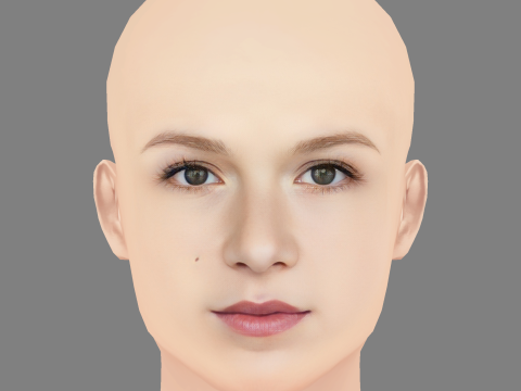 Голова Ізабели Феррер - без волосся - низькополігональна голова для гри 3D Модель
