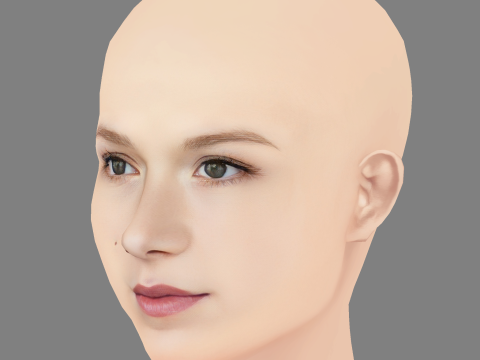 Голова Ізабели Феррер - без волосся - низькополігональна голова для гри 3D Модель