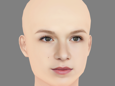 Голова Ізабели Феррер - без волосся - низькополігональна голова для гри 3D Модель