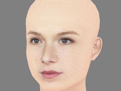 Голова Ізабели Феррер - без волосся - низькополігональна голова для гри 3D Модель